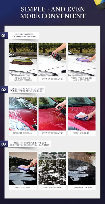 Nano-Quick Ceramic Coating Pro for automobiles, featuring advanced ceramic technology for dust-proof glass effect and lasting luster. 300 ml.