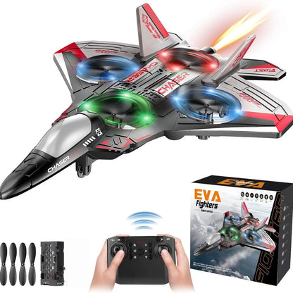 Unisex Kids RC Flying Fighter Jet Toy - Durable EVA Foam, Wireless Remote Controller Aeroplanes, Multiple Flying Modes, Adjustable Speed, Cool Stunt Rotation, Rechargeable Battery, LED Lights, Learning Toy, Auto Return, Ages 6+, Courtyard Play Gift,sohoch