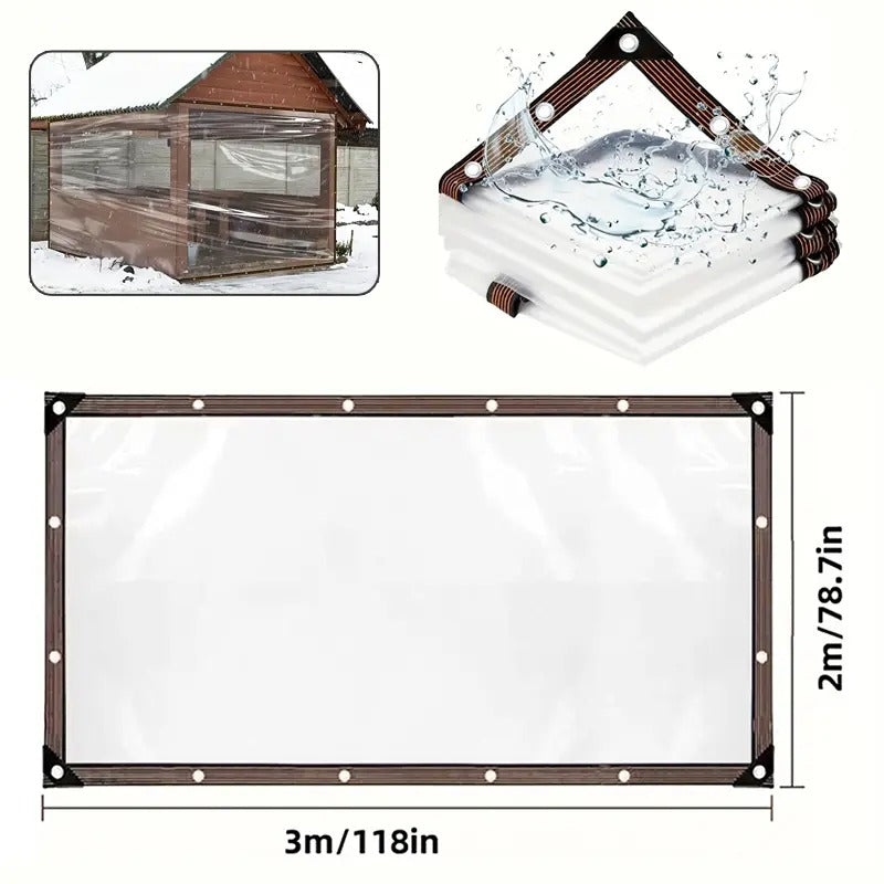 7*11FT Waterproof Clear Tarp with Grommets - Insect-Resistant, Rainproof, Dustproof, Windproof, Snowproof, Heavy-Duty Durable Rain Cloth Cover, Transparent Tarpaulin for Outdoor Garden, Camping, Patios, Porch, Chicken Coop, Greenhouse and Plant Protection