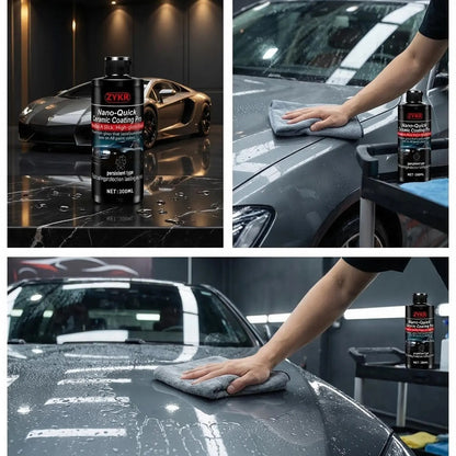 Nano-Quick Ceramic Coating Pro for automobiles, featuring advanced ceramic technology for dust-proof glass effect and lasting luster. 300 ml.