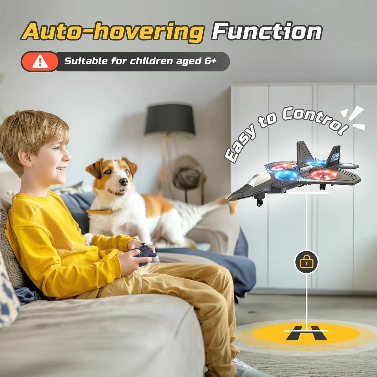Unisex Kids RC Flying Fighter Jet Toy - Durable EVA Foam, Wireless Remote Controller Aeroplanes, Multiple Flying Modes, Adjustable Speed, Cool Stunt Rotation, Rechargeable Battery, LED Lights, Learning Toy, Auto Return, Ages 6+, Courtyard Play Gift,sohoch