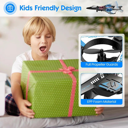 Unisex Kids RC Flying Fighter Jet Toy - Durable EVA Foam, Wireless Remote Controller Aeroplanes, Multiple Flying Modes, Adjustable Speed, Cool Stunt Rotation, Rechargeable Battery, LED Lights, Learning Toy, Auto Return, Ages 6+, Courtyard Play Gift,sohoch