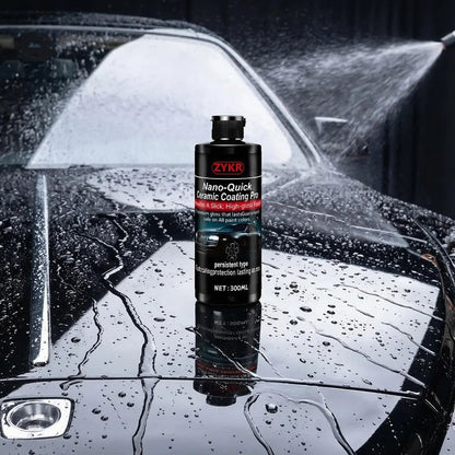 Nano-Quick Ceramic Coating Pro for automobiles, featuring advanced ceramic technology for dust-proof glass effect and lasting luster. 300 ml.
