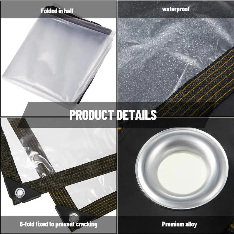 7*11FT Waterproof Clear Tarp with Grommets - Insect-Resistant, Rainproof, Dustproof, Windproof, Snowproof, Heavy-Duty Durable Rain Cloth Cover, Transparent Tarpaulin for Outdoor Garden, Camping, Patios, Porch, Chicken Coop, Greenhouse and Plant Protection