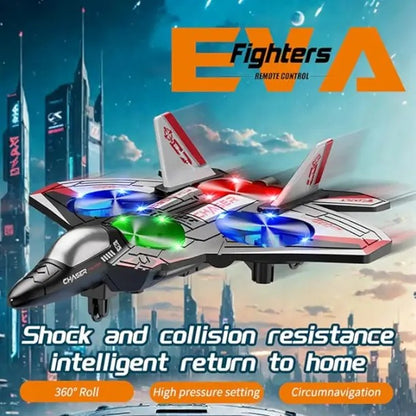 Unisex Kids RC Flying Fighter Jet Toy - Durable EVA Foam, Wireless Remote Controller Aeroplanes, Multiple Flying Modes, Adjustable Speed, Cool Stunt Rotation, Rechargeable Battery, LED Lights, Learning Toy, Auto Return, Ages 6+, Courtyard Play Gift,sohoch