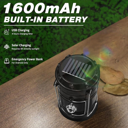 Solar Camping Lantern 4-Pack - Rechargeable LED Lights, Magnetic Base & Foldable Hanging Hook- Collapsible Lamp Battery Powered Perfect for Power Outages, Hiking, Emergencies Adjustable Flashlight Adjustable Tactical Flashlight gifts gift set-SummerVibes