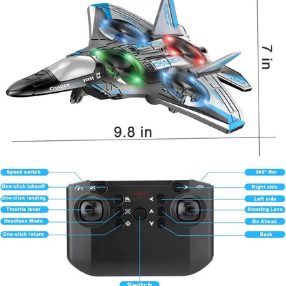 Unisex Kids RC Flying Fighter Jet Toy - Durable EVA Foam, Wireless Remote Controller Aeroplanes, Multiple Flying Modes, Adjustable Speed, Cool Stunt Rotation, Rechargeable Battery, LED Lights, Learning Toy, Auto Return, Ages 6+, Courtyard Play Gift,sohoch