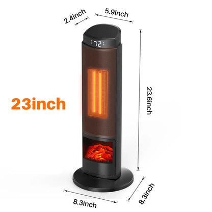 23" Space Heater, 1500W Electric Heater with 12-Hour Timer 4 Modes, 70° Oscillation, 12-Hour Timer, Thermostat 50-95°F, Fast Heating, Child Lock