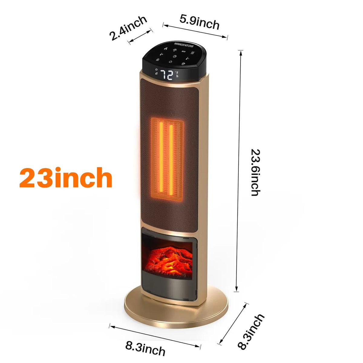 23" Space Heater, 1500W Electric Heater with 12-Hour Timer 4 Modes, 70° Oscillation, 12-Hour Timer, Thermostat 50-95°F, Fast Heating, Child Lock