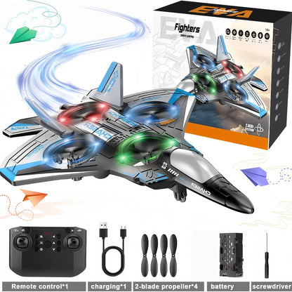 Unisex Kids RC Flying Fighter Jet Toy - Durable EVA Foam, Wireless Remote Controller Aeroplanes, Multiple Flying Modes, Adjustable Speed, Cool Stunt Rotation, Rechargeable Battery, LED Lights, Learning Toy, Auto Return, Ages 6+, Courtyard Play Gift,sohoch