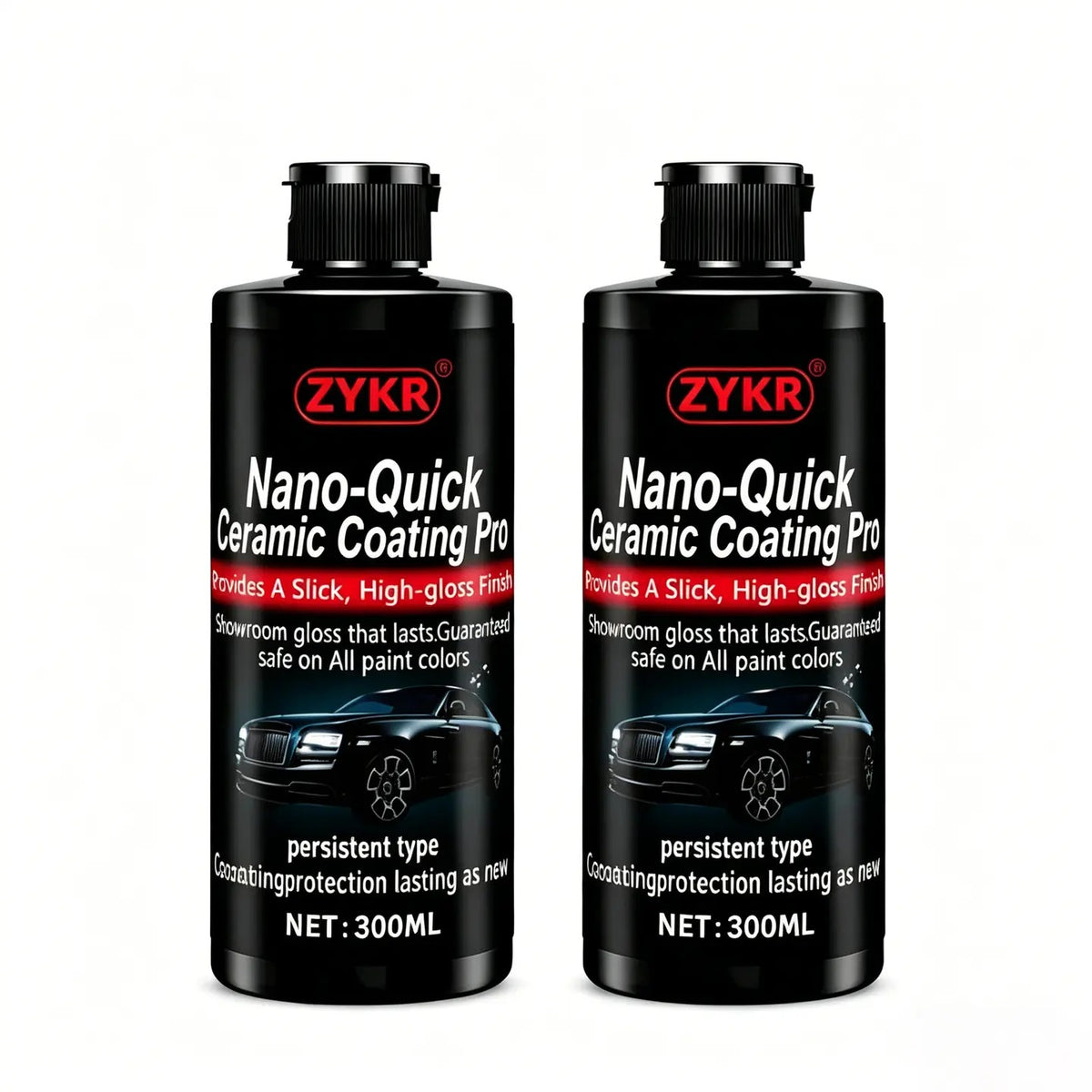 Nano-Quick Ceramic Coating Pro for automobiles, featuring advanced ceramic technology for dust-proof glass effect and lasting luster. 300 ml.
