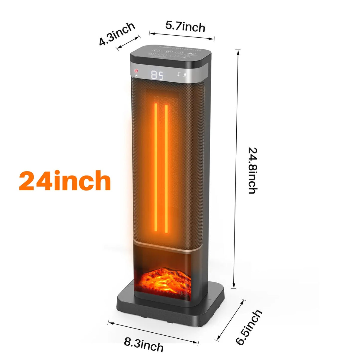 23" Space Heater, 1500W Electric Heater with 12-Hour Timer 4 Modes, 70° Oscillation, 12-Hour Timer, Thermostat 50-95°F, Fast Heating, Child Lock
