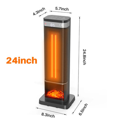 23" Space Heater, 1500W Electric Heater with 12-Hour Timer 4 Modes, 70° Oscillation, 12-Hour Timer, Thermostat 50-95°F, Fast Heating, Child Lock