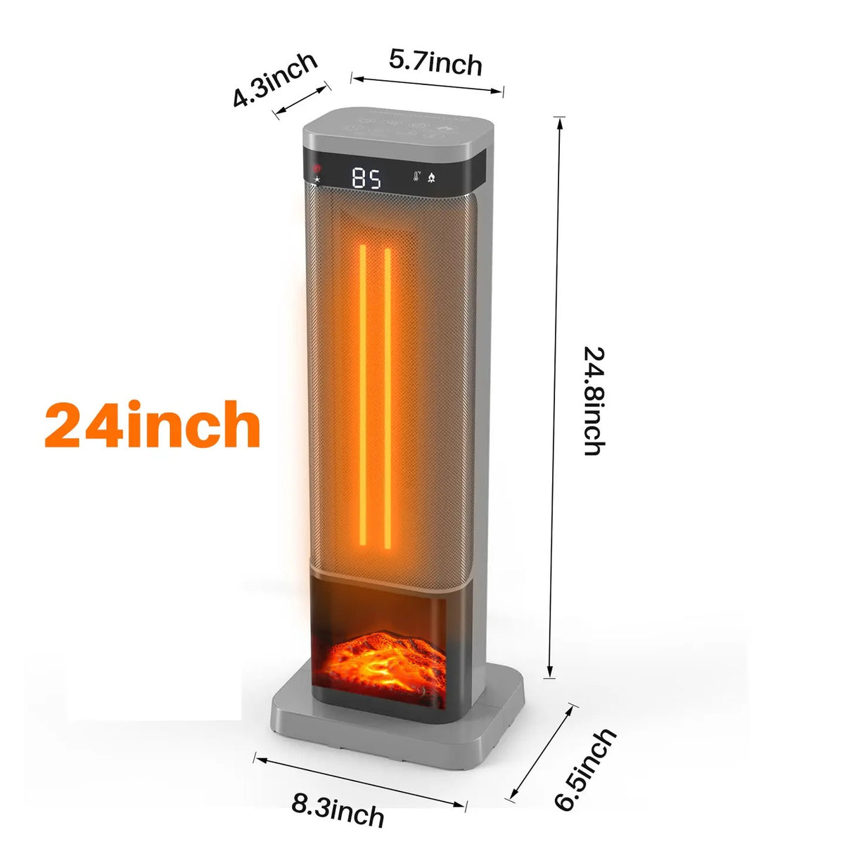 23" Space Heater, 1500W Electric Heater with 12-Hour Timer 4 Modes, 70° Oscillation, 12-Hour Timer, Thermostat 50-95°F, Fast Heating, Child Lock